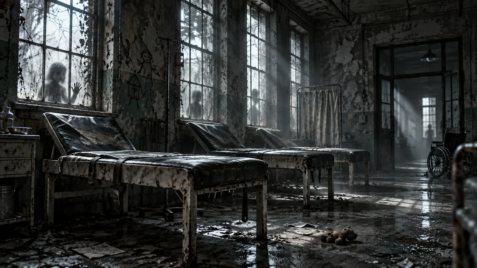 Ambientación de Los Inocentes: hospital abandonado entre sombras